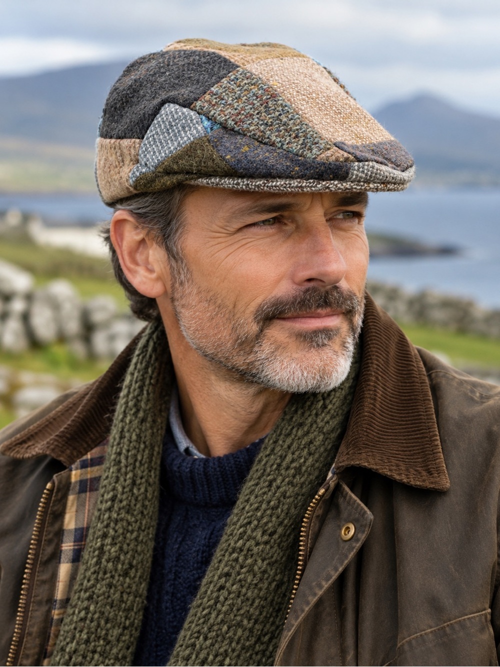 Vintage Hats of Ireland Donegal Tweed Patchwork Flat Pageboy Cap Small